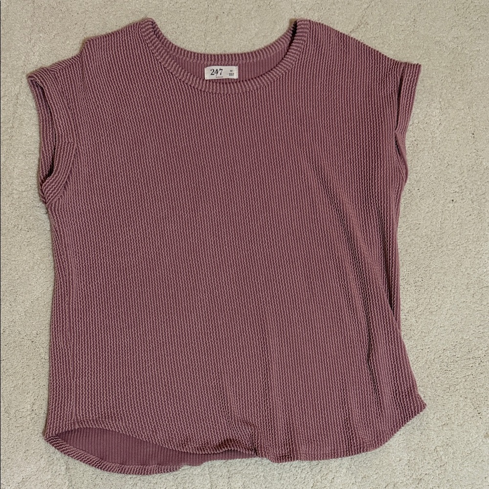 24/7 Maurice’s Mauve Textured Knit Cap-Sleeve Tank